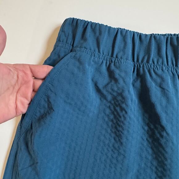 Title Nine Slaycation Wide Leg Cropped Pants Size XL NEW Deep Lagoon Textured - Picture 15 of 16